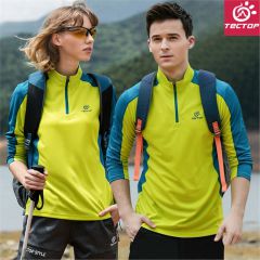 探拓戶外運(yùn)動速干衣女長袖男夏季透氣跑步登山快干服寬松薄款T恤